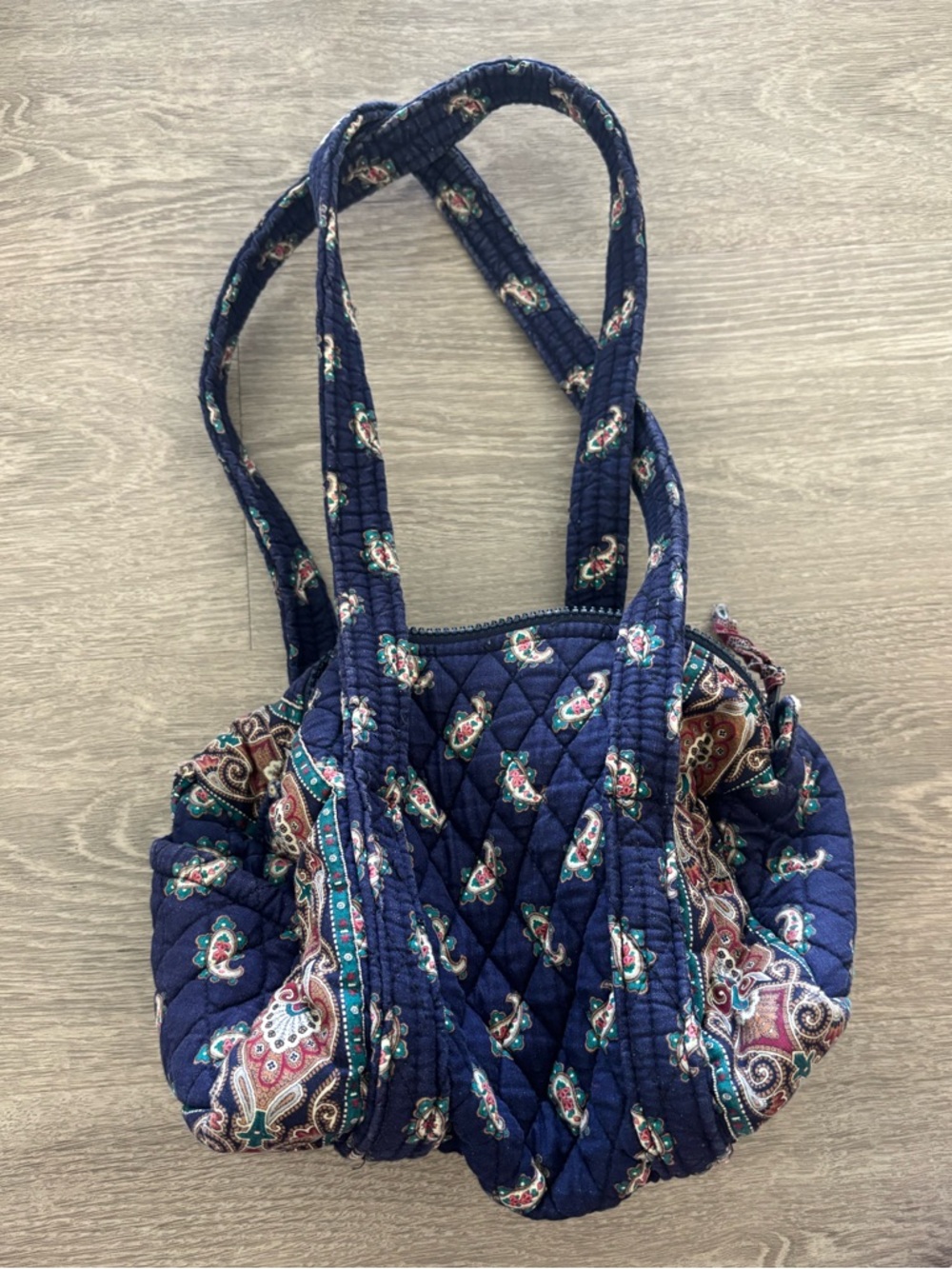 Vera Bradley Navy Quilted Paisley Shoulder Bag